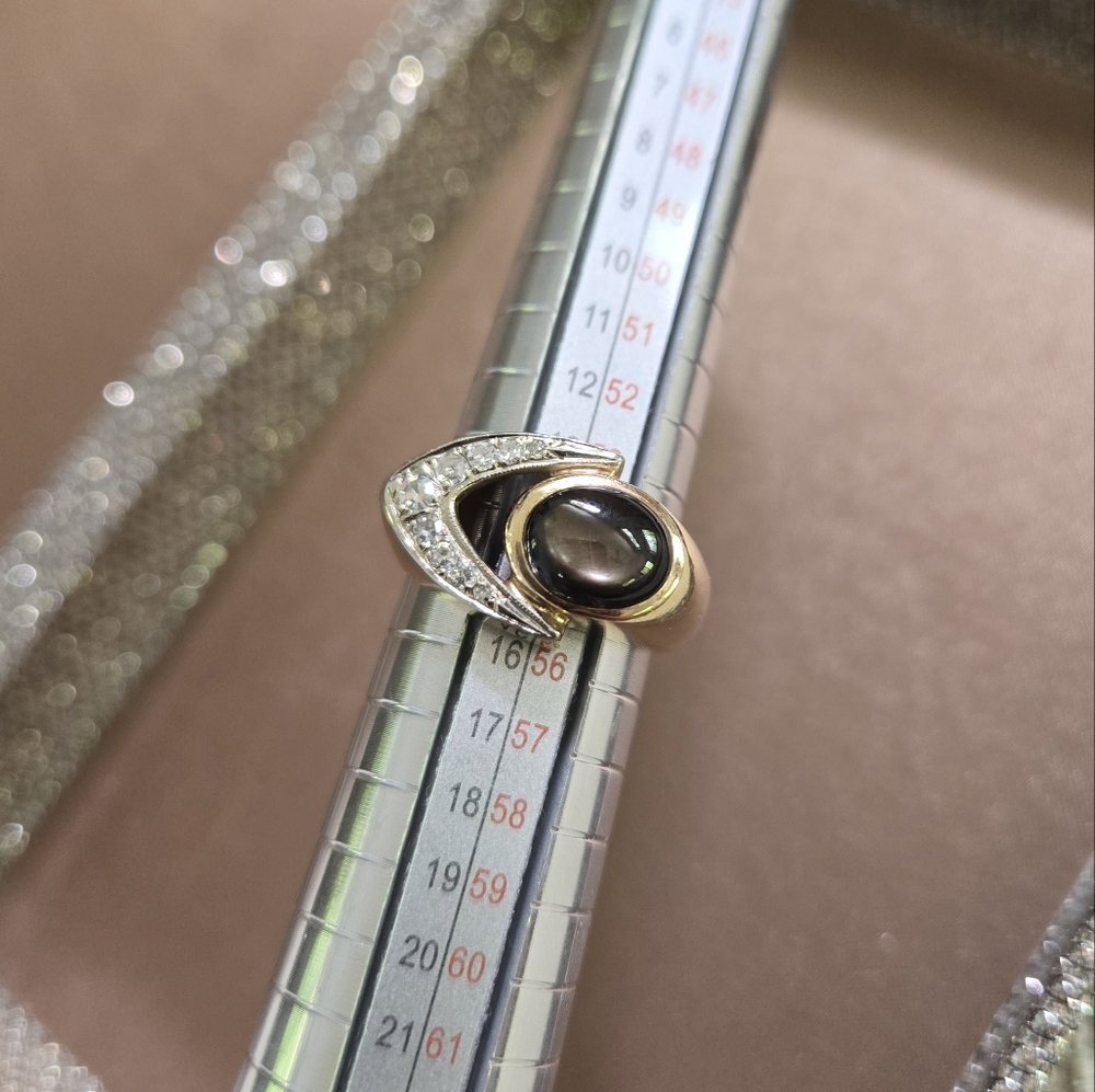 Vintage 14k Gold Sapphire Moonstone Ring - Picture 7 of 15